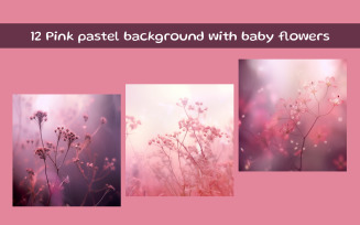 Pink pastel background with baby flowers