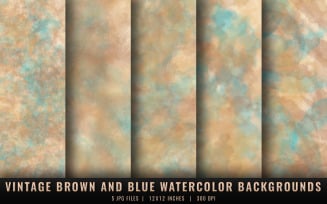 Vintage Brown and Blue Watercolor Backgrounds