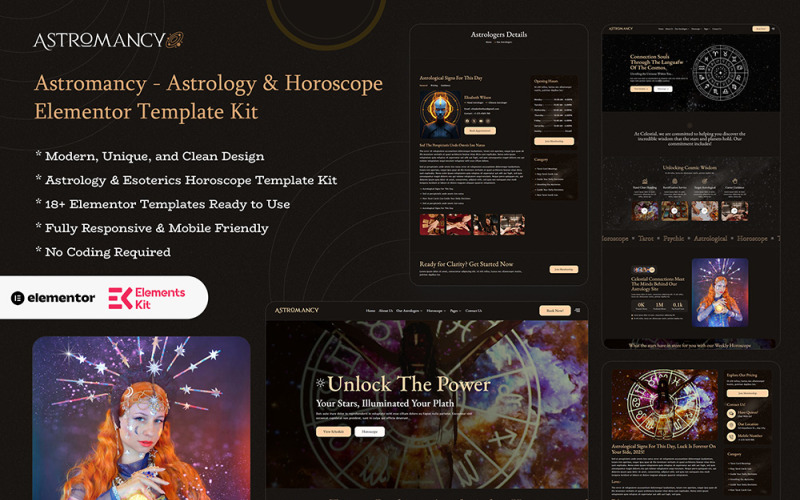 Astromancy - Astrology & Horoscope Elementor Template Kit Elementor Kit