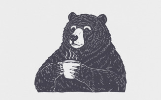 Cute Bear Clipart, Teddy Bear Digital Download, Coffee Mug Art, Nursery Bear, Baby Shower PNG,