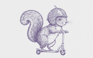 Cute Woodland Squirrel PNG Clipart, Funny Quirky Squirrel Design, Watercolor Digital Download,