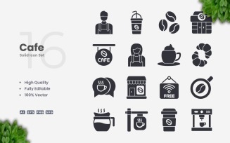 16 Cafe Solid Icon Collection