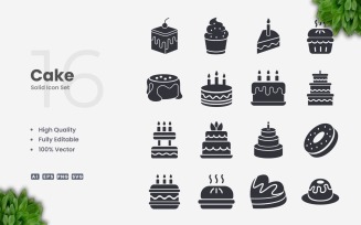 16 Cake Solid Icon Collection