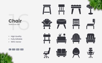 16 Chair Solid Icon Collection