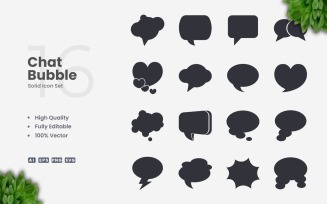 16 Chat Bubble Solid Icon Set
