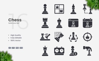 16 Chess Solid Icon Collection