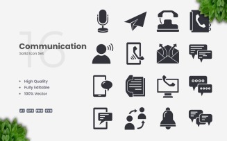 16 Communication Solid Icon Set
