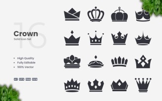 16 Crown Solid Icon Collection