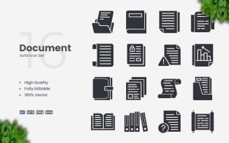 16 Document Solid Icon Set