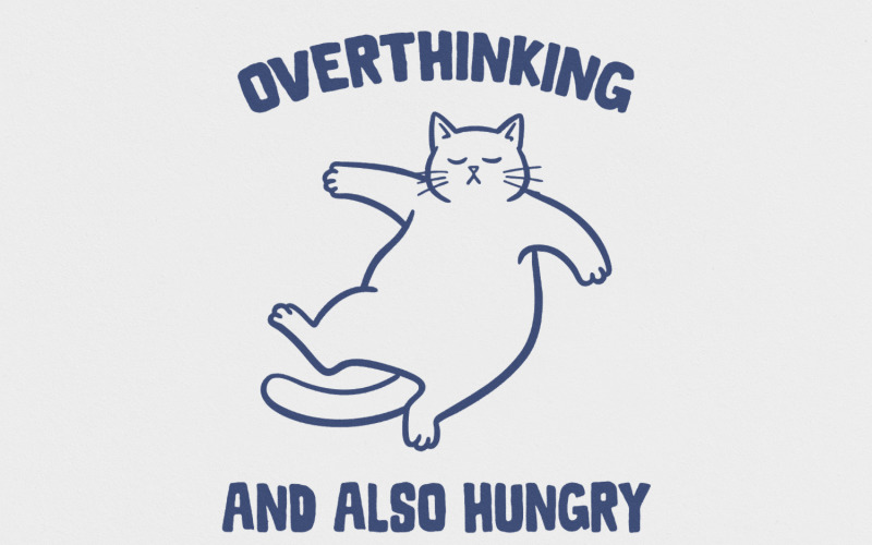 Overthinker PNG, Funny Quote Sarcastic png, Humorous Sarcastic Shirt Design, Retro Varsity Mental Illustration