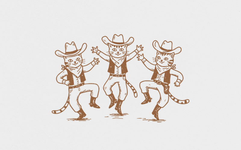 Retro Cowboy Cat Png, Funny Western Art, Vintage Digital Download, Nostalgic Gift, Cute Cat Illustration