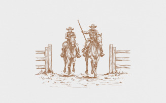 Western Cowboy Vintage Retro PNG, Transparent Graphic Digital Download, Instant Download,
