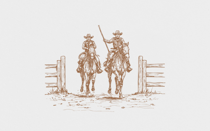 Western Cowboy Vintage Retro PNG, Transparent Graphic Digital Download, Instant Download, Illustration