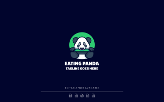 Eating Panda Simple Mascot Logo