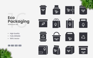 16 Eco Packaging Solid Icon Set