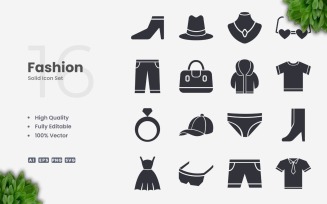 16 Fashion Solid Icon Set