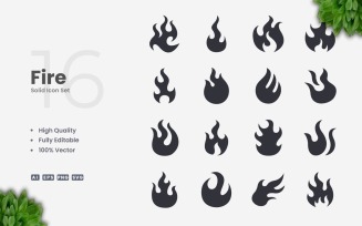 16 Fire Solid Icon Collection