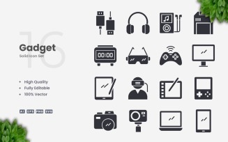 16 Gadget Solid Icon Collection