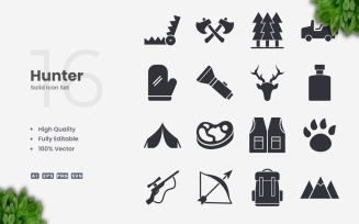 16 Hunter Solid Icon Collection