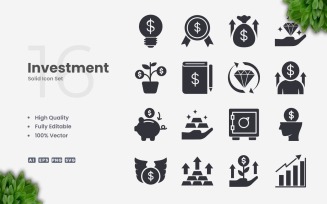 16 Investment Solid Icon Set