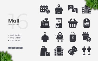 16 Mall Solid Icon Collection