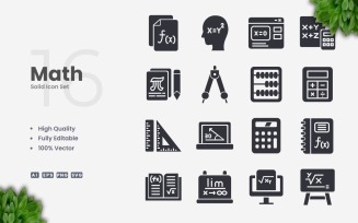 16 Math Solid Icon Collection