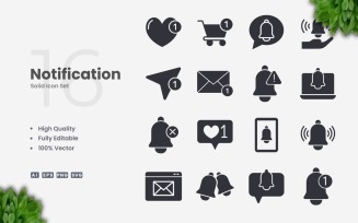 16 Notification Solid Icon Set
