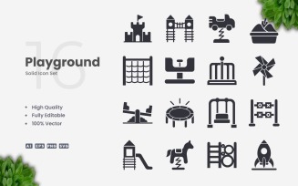 16 Playground Solid Icon Set