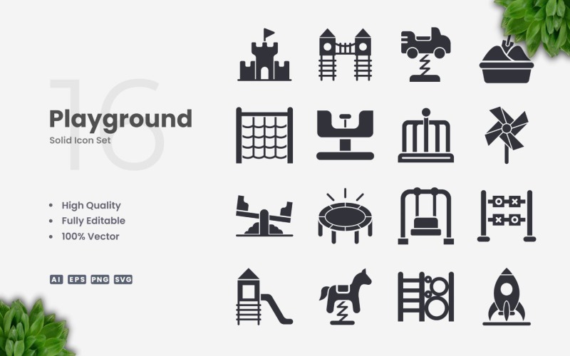 16 Playground Solid Icon Set