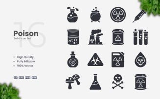 16 Poison Solid Icon Collection