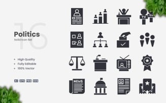 16 Politics Solid Icon Set