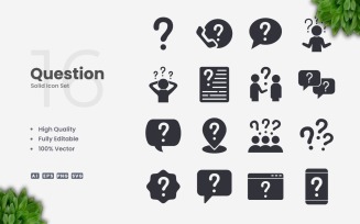 16 Question Solid Icon Set