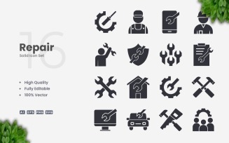 16 Repair Solid Icon Collection