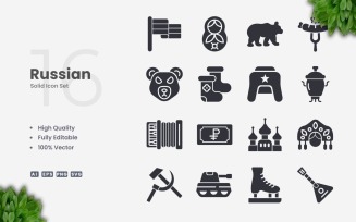 16 Russian Solid Icon Set