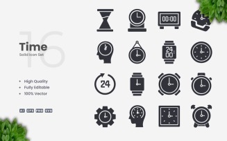 16 Time Solid Icon Collection
