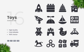 16 Toys Solid Icon Collection