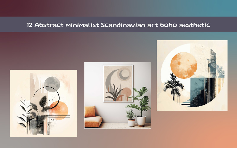 Abstract minimalist Scandinavian art boho aesthetic Background