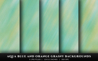 Aqua Blue and Orange Grainy Texture Backgrounds