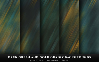 Dark Green and Gold Grainy Texture Backgrounds