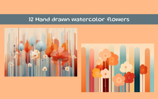 Hand drawn watercolor flowers