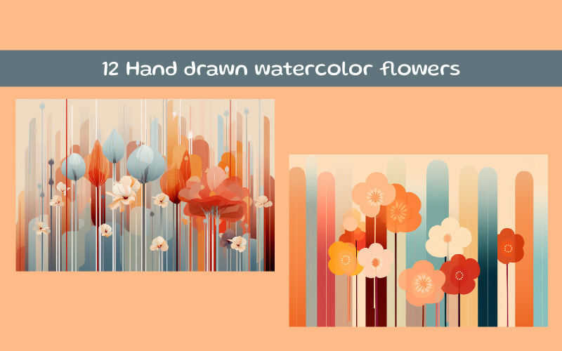 Hand drawn watercolor flowers Background