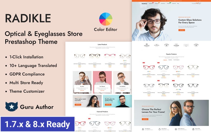 Radikle - Eyewear, Optical and Sunglass Store Prestashop Responsive Theme PrestaShop Theme
