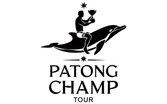 silhouette of a man riding a dolphin