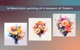 Watercolor painting of a bouquet of flowers