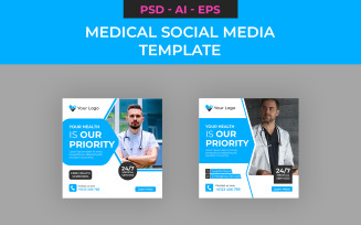 Your Health is Our Priority Social Media Post Design Template in PSD