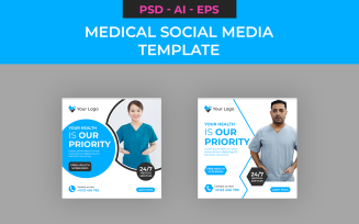 Your Health is Our Priority Social Media Template Design in PSD