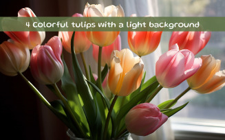 Colorful tulips with a black background