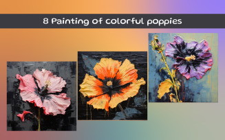 Painting of colorful poppies AI image