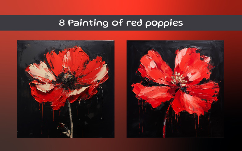 Painting of red poppies AI image Illustration