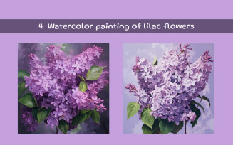 Watercolor painting of lilac flowers